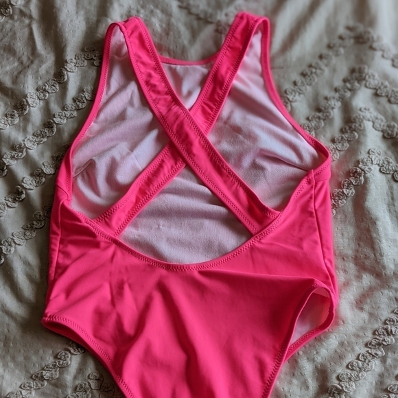 Goldie Cross Back One Piece Swimsuit Neon Pink Size S - Picture 2 of 5